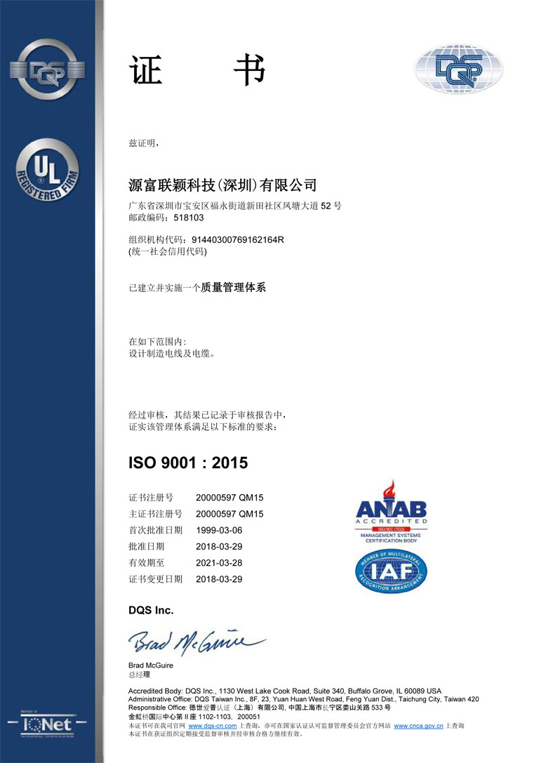 ISO9001中文版證書